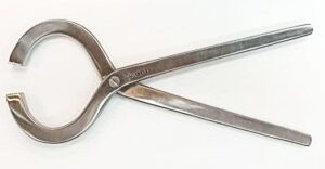 Pinza podálica para tentar cascos, en acero Inox. largo