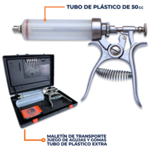 KIT 43 JERINGA WALMUR TIPO PISTOLA AUTOMÁTICA – TUBO DE PLÁSTICO 50cc.