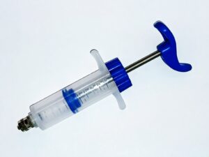 Jeringa de mano 20 ml., en acrílico TPX s/reg.