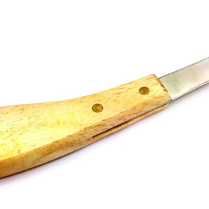 Cuchillo para cascos (reneta), mango madera, Izquierda
