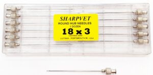 Agujas Imp. pabellón redondo 75 x 1,2 mm. (18G x 3″). Docena