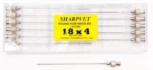 Agujas Imp. pabellón redondo 100 x 1,2 mm. (18G x 4″). Docena