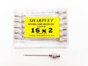 Agujas Imp. pabellón redondo 50  x 1,6 mm. (16G x 2″). Docena