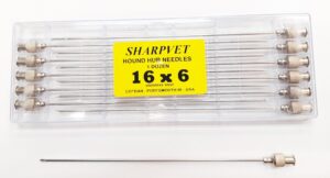 Agujas Imp. pabellón redondo 150 x 1,6 mm. (16G x 6″). Docena