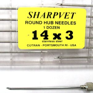 Agujas Imp. pabellón redondo 75 x 2,0 mm. (14G x 3″). Docena
