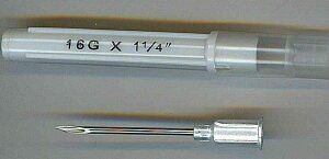 Aguja descartable 16G x 1 1/4 » – 32 x 1,6 mm. – Caja x 100