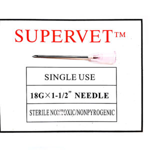 Aguja descartable 18G x 1 y  1/2″ – 38 x 1,25mm. Cono rosado. Unidad