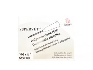 Aguja descartable 16G x 1/2″ – 12 x 1,60 mm. Cono blanco x 100