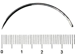 Aguja sutura 3/8 circulo secc. triangular. No. 6,  43 mm. – Unidad