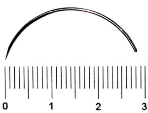 Aguja sutura 3/8 circulo secc. triangular. No.10, 28 mm. – Docena