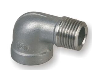 Codo 90º acero inoxidable, rosca macho y hembra 1/2″