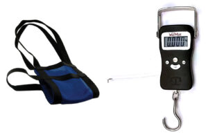 Balanza portátil de colgar, electrónica. Cap. 50 Kg., con arnés chico