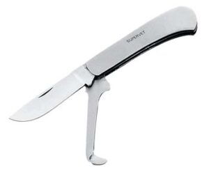 Cuchillo en acero inoxidable. Para castración, plegable.