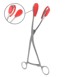 PINZA PARA ÚTERO CON MORDAZAS DE GOMA – LARGO 30 CM.