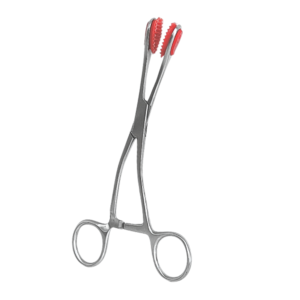 Pinza para utero con mordazas de goma largo 17 cm.
