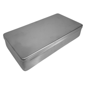 CAJA QUIRÚRGICO DE ACERO INOXIDABLE GRANDE – 28x14x6 CM.