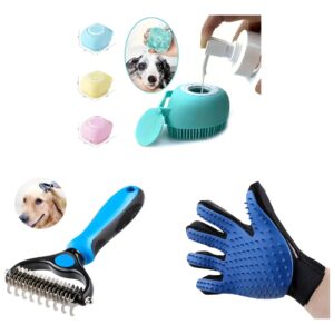 Kit Mascotas 1 Cepillo De Baño + 1 Cepillo De Pelo + Guante